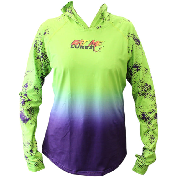 Women's Green Long Sleeve Performance Fishing Hoodie