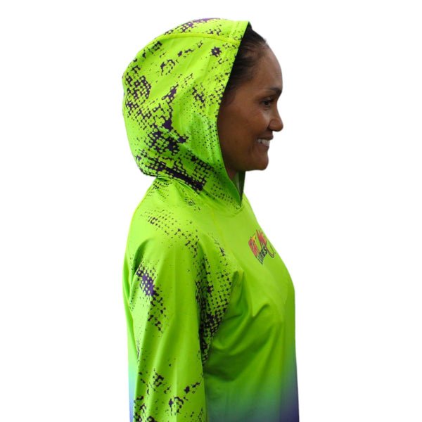 Women's Green Long Sleeve Performance Fishing Hoodie