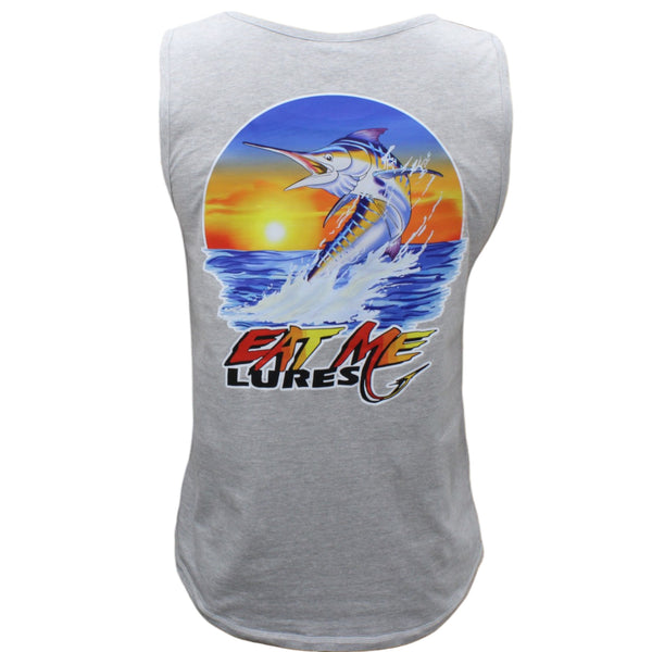 MEN'S Gray Fishing Tank Top Marlin