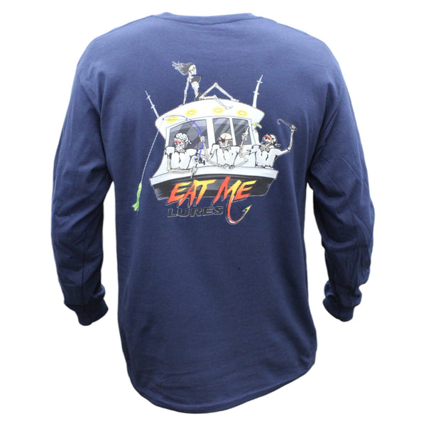 Men’s Navy Blue Long Sleeve Pirate Fishing Shirt