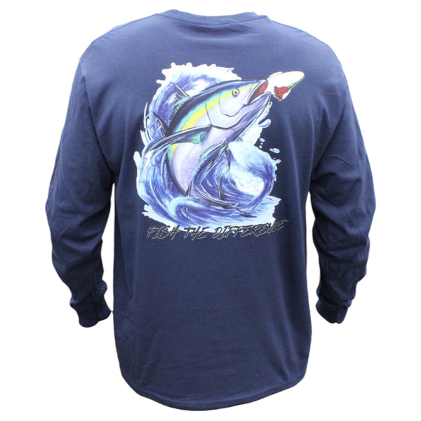 Men’s Navy Blue Long Sleeve Tuna Fishing Shirt
