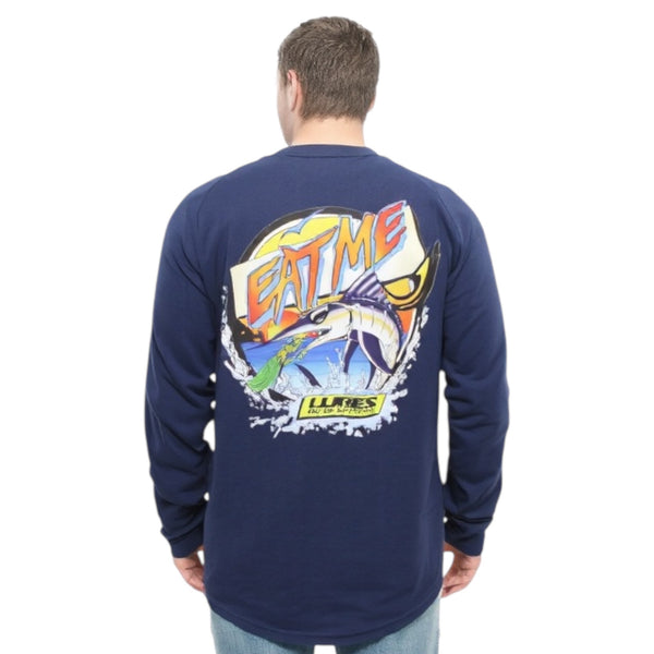 Men’s Navy Blue Long Sleeve Marlin Joe Cool Fishing T-Shirt