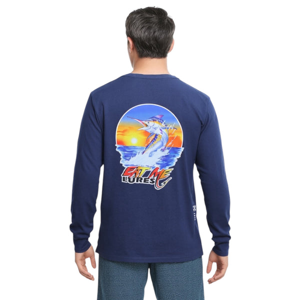 Men’s Navy Blue Long Sleeve Marlin Fishing Shirt