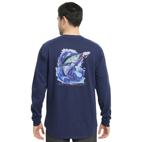Men’s Navy Blue Long Sleeve Tuna Fishing Shirt